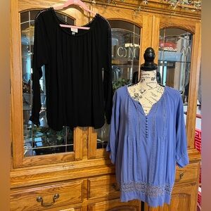 Solitaire/Anthro + Knox Rose Lot (2) Tops 2X